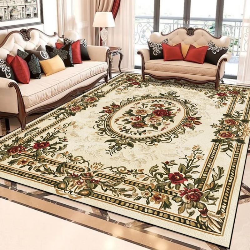 European Style Flower Carpets for Living Room Retro Decoration Home Carpet Hall Sofa Area Floor Mat Room Decor Large Rug