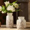 Vintage Embossed Ceramic Vase Floral Relief Hydroponic Pot for Plants Cut Flowers Festive Garden Home Table Decor  Holiday Gift