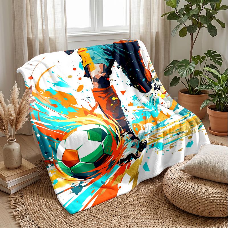 Soccer Trophies and Awards Theme blanket Lightweight Warm Flannel Blanket Decorative Throw Blanket for Home Decoration