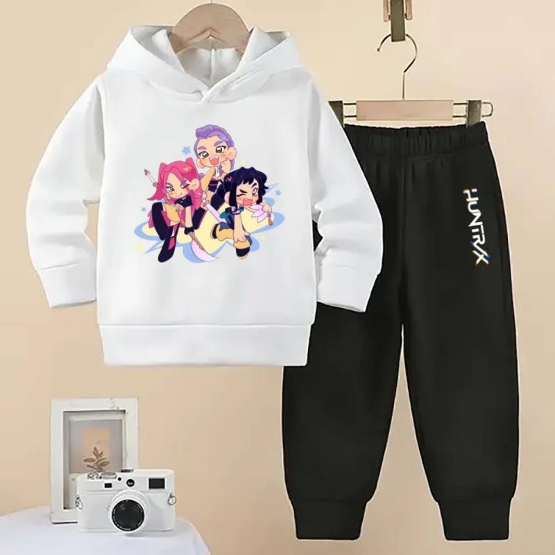 Wunderschöne KPOP Devil Hunter Jungen und Mädchen Frühling und Herbst Kinder Mode Hoodie+Sporthose Lässiges Komfort-Set