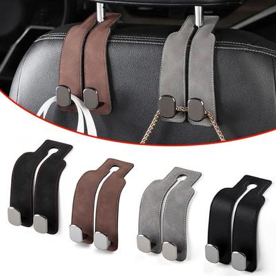 Quality 2 In 1 Car Headrest Hook Premium Suede Rear Seat Hanging Dual Hook 20Kg Large Load-Bearing Alloy Hook Hanger Universal