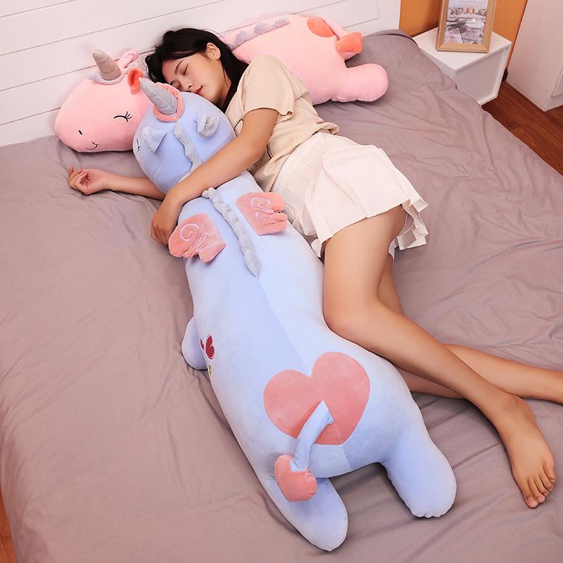 Favorite Toy Girls Blue 60-120Cm Giant Colorful Angel Unicorn Plush Toys For Children Stuffed Soft Flying Horse Long Pillow Doll Christmas Gift