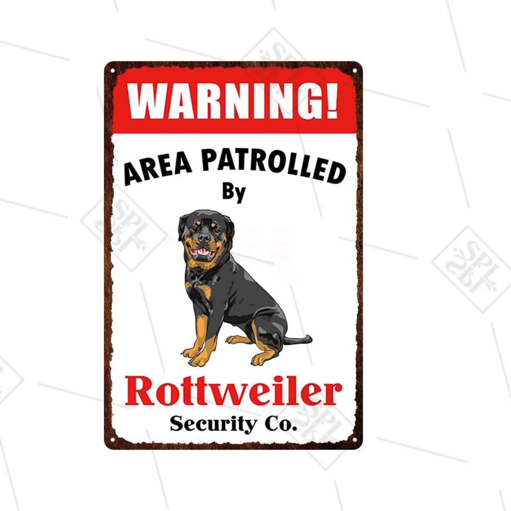 Akita Corgi Dog Breed Metal Sign Beware Of The Dog Warning Sign Pet Shop Wall Decoration Family Doorplate Vintage Tin Plaque