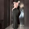 Sex Underwear New Neck Halter Pleats Hip Wrap Sexy Temperament Elegant Solid Color Dress Women