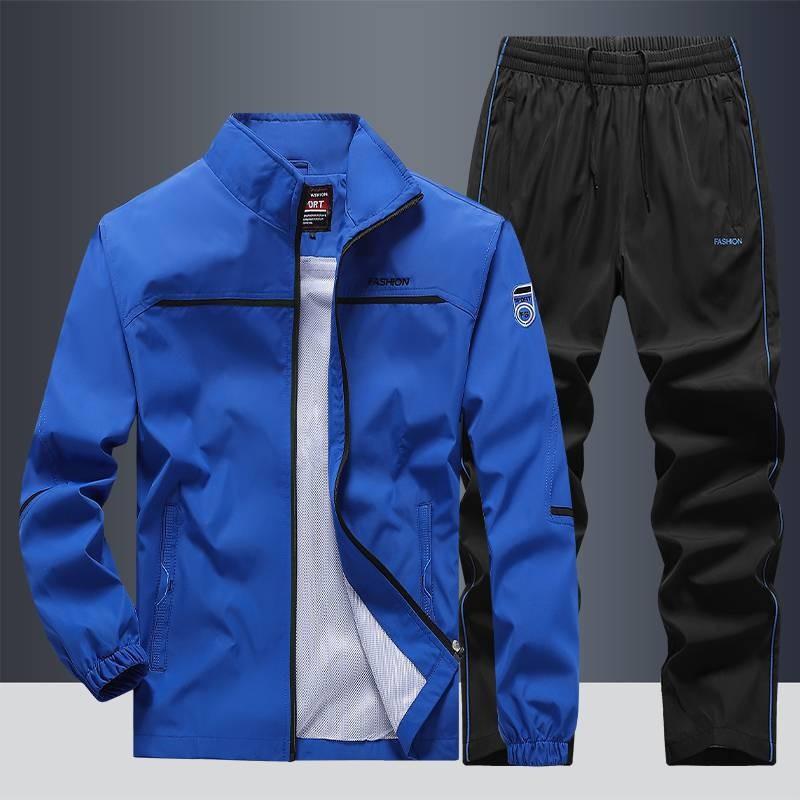 Outdoor 2 Pieces Sets Sportswear Men's Running Sets Jogging Sports Jacket+Pants Sweatsuit Father's Gift Workout Clothes