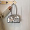 Today'S Popular Silver Bow Shoulder Armpit Bag Women'S Handbag Sweet Cool Bowling Bag Locomotive Bag