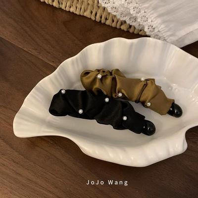 Small Pearl Banana Clip, Vertical Clip, Simple Ponytail Clip, High-end Hair Clip, Elegant Korean Hair Accessory and Headwear