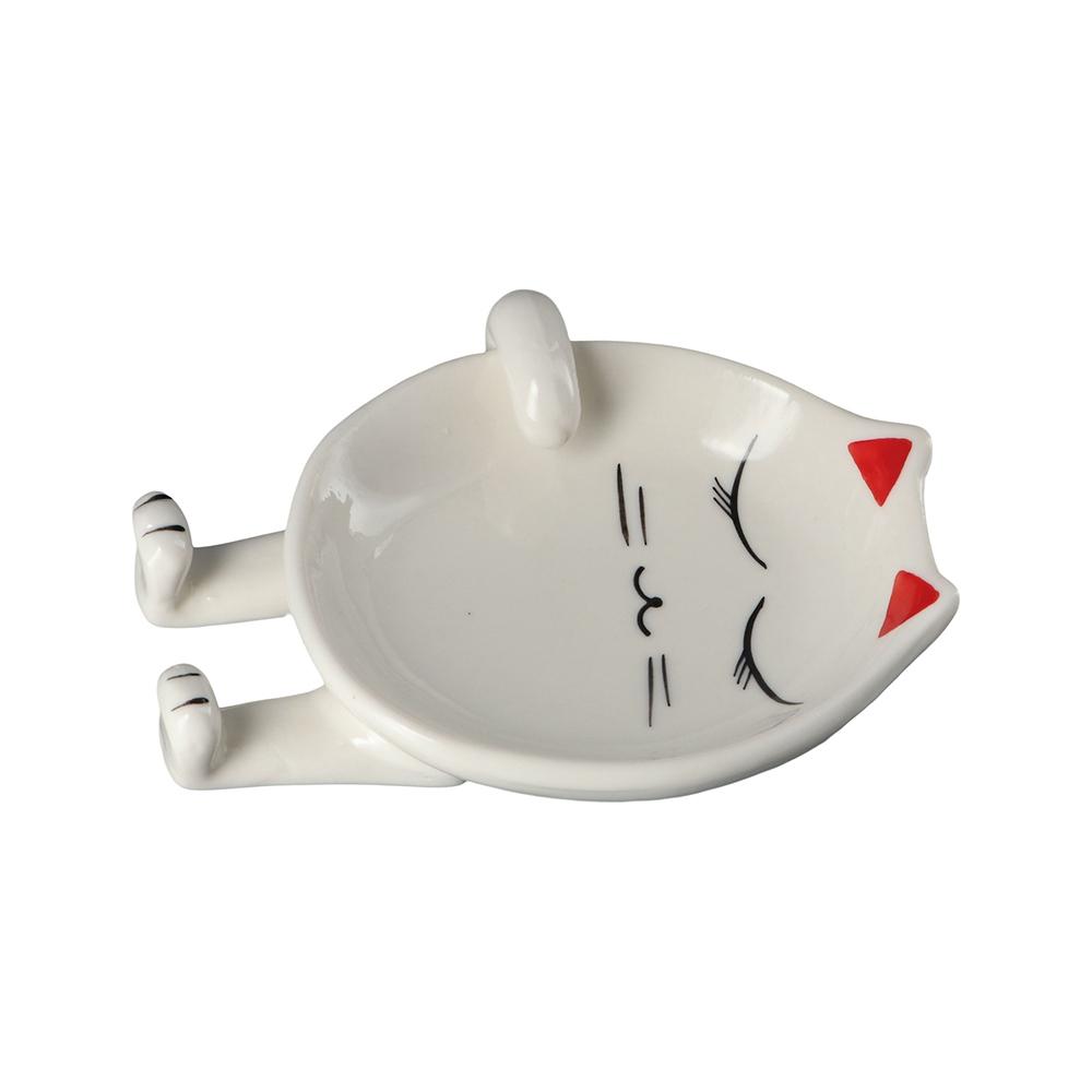 Kitchen Storage Organizer Cat Design Ceramic Utensil Rack Stove Holder Spoon Rest Pot Lid Stand