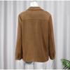 Fashion Brown Lapel With Pocket Jacket Woman Casual Single Breasted Long Sleeve Short Coat 2024 Lady Autumn High Street Outwear