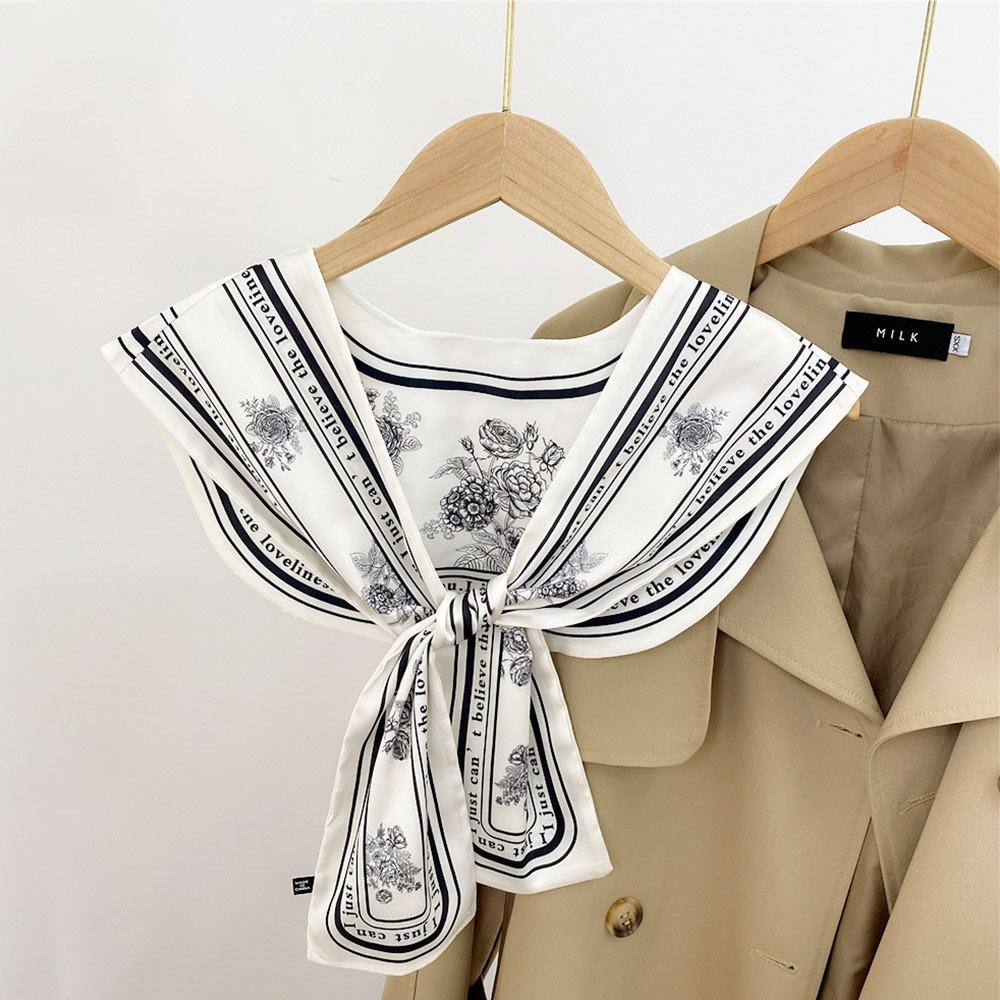 Cloak Oil Painting Shawl with Tie Multicolor Breathable Sle Silk Scarf Short Fake Collar Decorative Air Conditioned Room