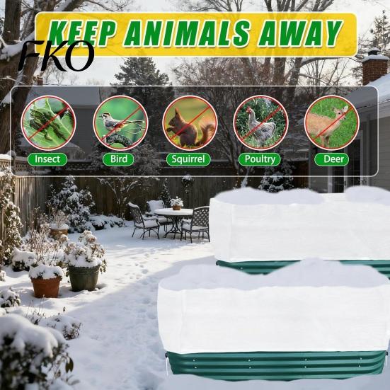 Breathable Plant Frost Cloth Garden Raised Bed Cover, Freeze Protection Adjustable Drawstring Weather-resistant Cover Rectangular with Insulated Liner