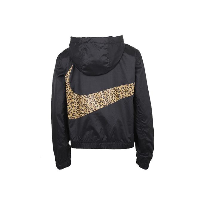 Nike Sportswear Half-Zip Hooded Woven Leopard Print Jacket Women jackets Black CN7105-010 L