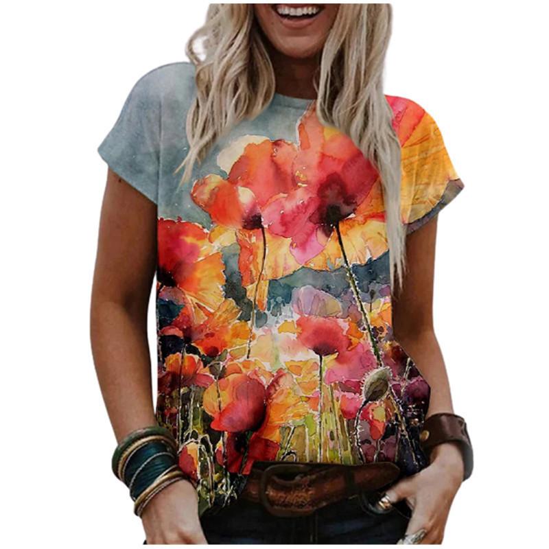 3D T-shirt Dandelion Women's Pirate, Harp Fashion, Hip Hop Standard, Short Sleeve Top, Summer Clothing, 2025