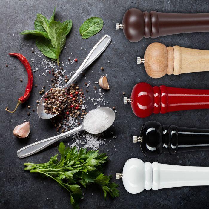 Relaxdays Moulin à poivre HxLxP: 40 x 6 x 6 cm moulin à sel 40 cm céramique moulin à épices design classique, chocolat