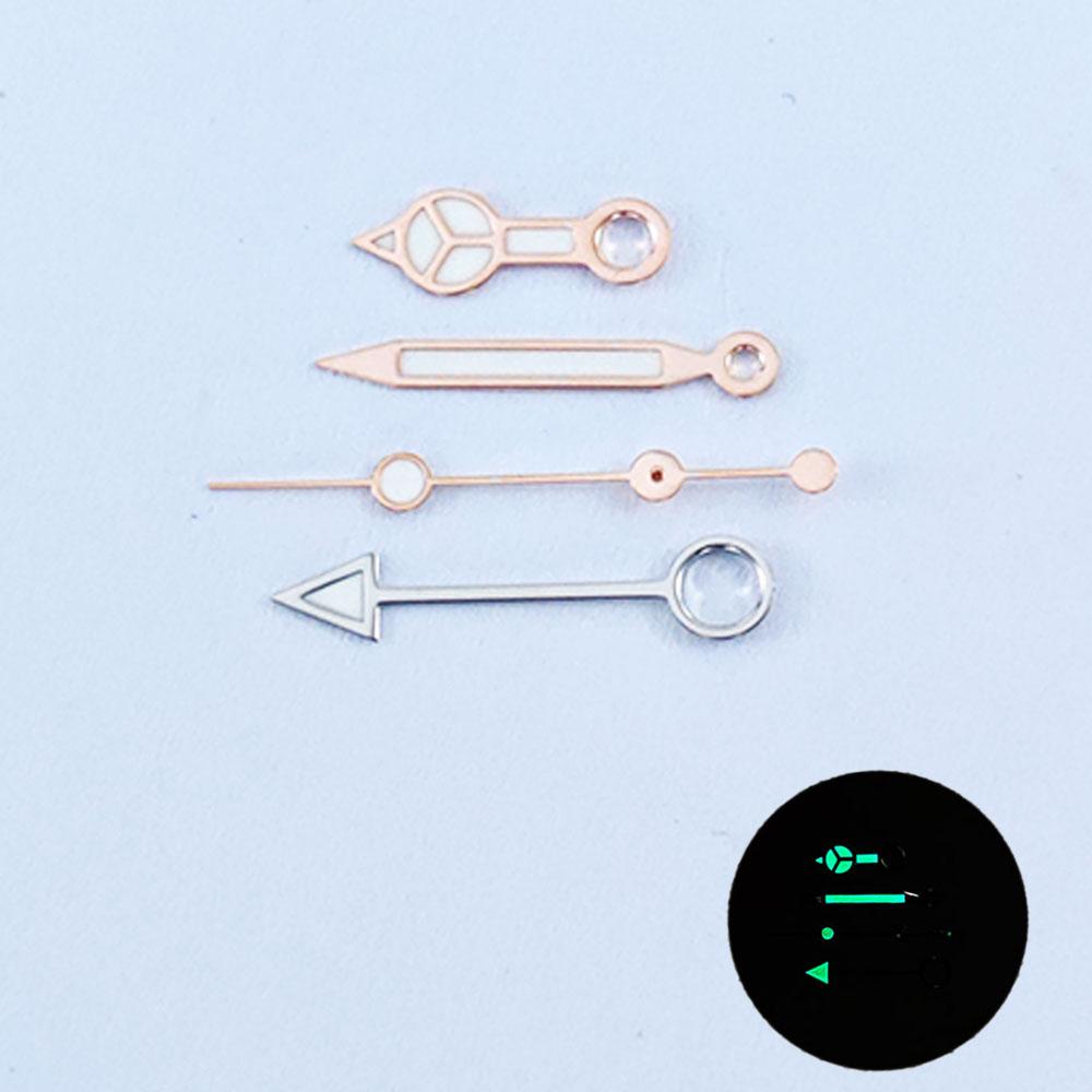 

GMT NH34 Watch Hands Rose Gold 4Pins Fit NH34A Movement Blue Green Luminous Pointers Gmt-Needles Mod for Seiko Mod Parts