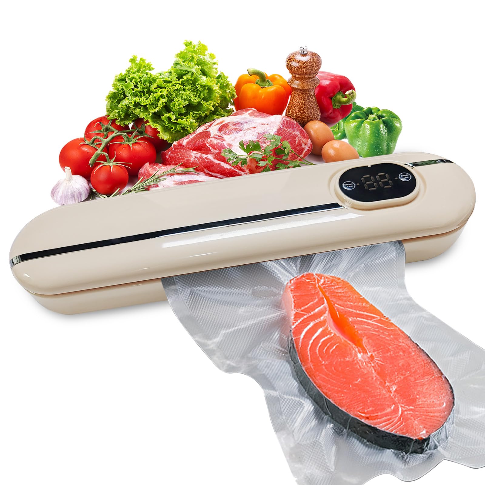 

Вакуумне пакування продуктів Andchi, вакуумне пакування, герметизація, пакування продуктів харчування, сухих та вологих, домашній комерційний вакуум, низька японська інструкція, помаранчева машина. білий