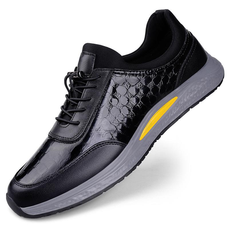 Men s Plus Size Casual Leather Shoes - Trendy Soft Sole for Autumn/Winter 39 чёрный