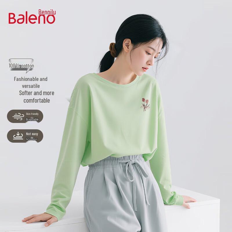 Baleno Women's Pure Cotton Long Sleeve Round Neck T-Shirt