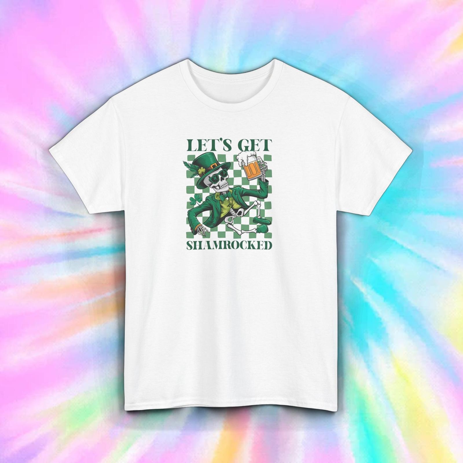 Let’s Get Shamrocked T-Shirt Mens Womens Tees Top St. Patrick’s Day Drinking Skeleton Tee S-5XL 4XL