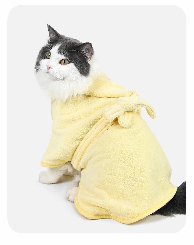 Super Absorbent Microfiber Pet Bathrobe - Quick Dry Dog & Cat Towel