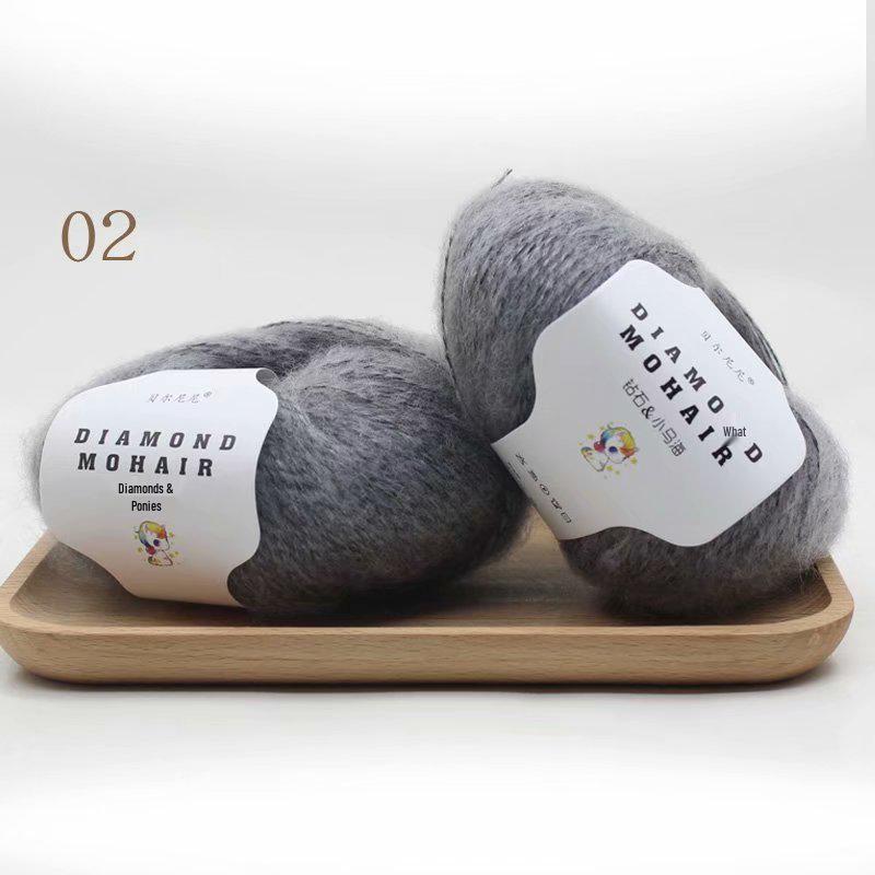 Diamond Pony Mohair Long Pile Fine Yarn for Hand Knitting & Crochet - Perfect for Shawls, Coats, Hats, and Scarves.