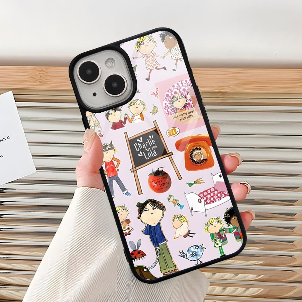 Cartoon C-CHARLIE AND LOLA Phone Case For Iphone 15 Pro Max 14 12 11 13 Mini 16 8 7 Plus X Xs XR PC+TPU Back Cover