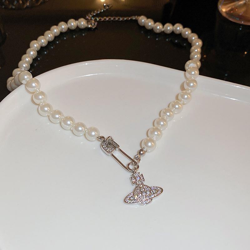 Diamant Saturn Anhänger Perlenkette - Herbst/Winter Luxus Schlüsselbein Kette: Exquisite, vielseitige Accessoires.