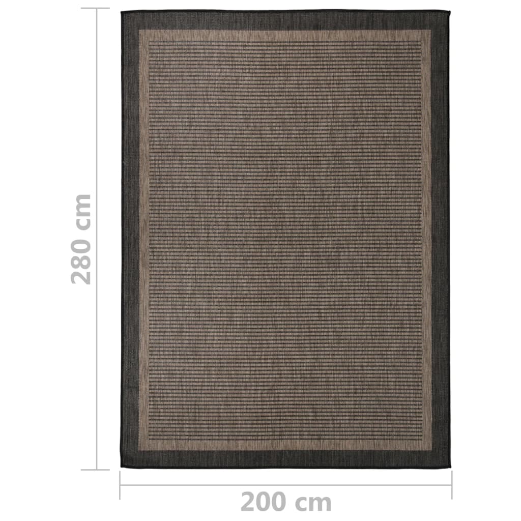 Flatweave Outdoor Rug, 200X280 Cm, Dark Brown
