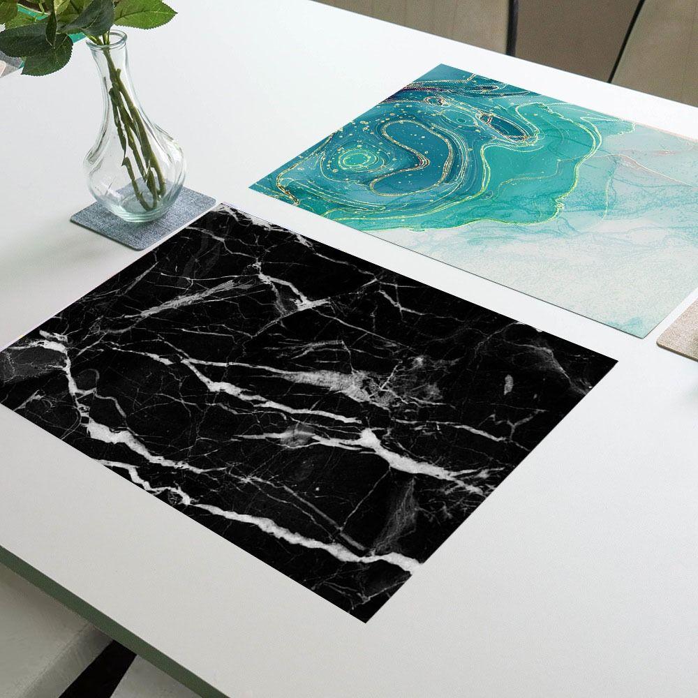 

PVC Leather Table Mat Heat Resistant Cup Mat Dining Table Marble Pattern Placemat Table Decoration Style 5