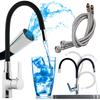 Set of a Free-standing Kitchen Tap with a Flexible Spout, Flexible Hoses and Aerator