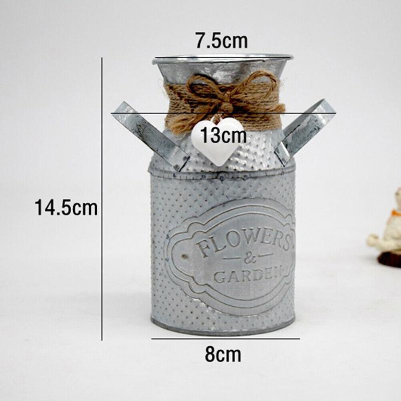 Brocca In Metallo Zincato Con Scritta Flower & Garden – 27 Cm, Vintage, Con Inserto Antiperdita, Ideale Per Fiori Freschi O Secchi
