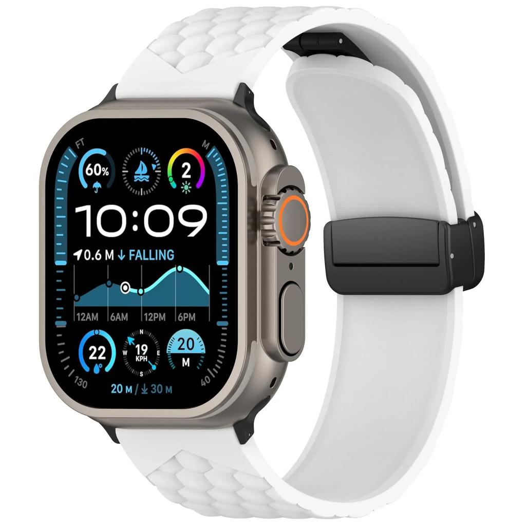 Silicone Strap for Apple Watch Band Ultra 49mm 44mm 45mm 46mm 42mm Series 10 9 8 7 6 Magnetic Buckle Wrist Bracelet Correas