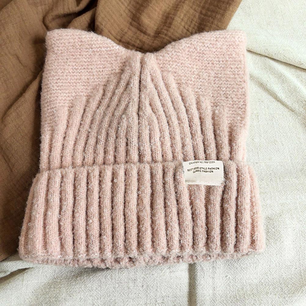 Women's Winter Cute Cat Ears Hat Pullover Knitted Hats Cute Casual Beanie Hat Street Simple Warm Ear Protection Hats For Women