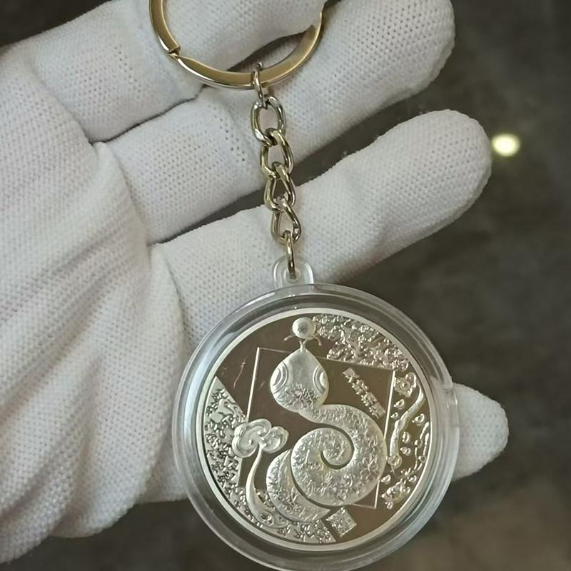 

1 шт. 3D рельефная сумка-подвеска 2025 китайский зодиак год змеи памятные монеты счастливый брелок коллекционные предметы подарок