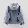 Women's Loose Korean-Style Denim Jacket - Hooded, Long Sleeve, Big Pockets, Versatile Trend for Autumn/Winter
