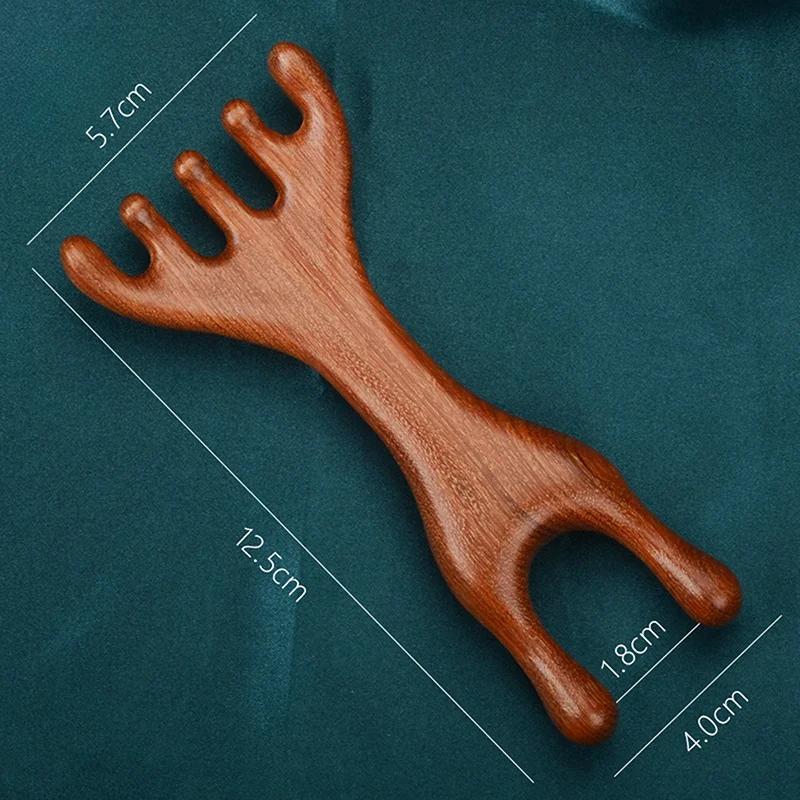 Body Meridian Massage Comb Sandalwood Deer Antlers Wide Tooth Anti-static Smooth Hair Massager