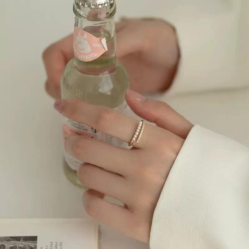 Fashion Personality Pearl Ring Women'S Niche Design Premium Index Finger Ring Simple Exquisite Ring