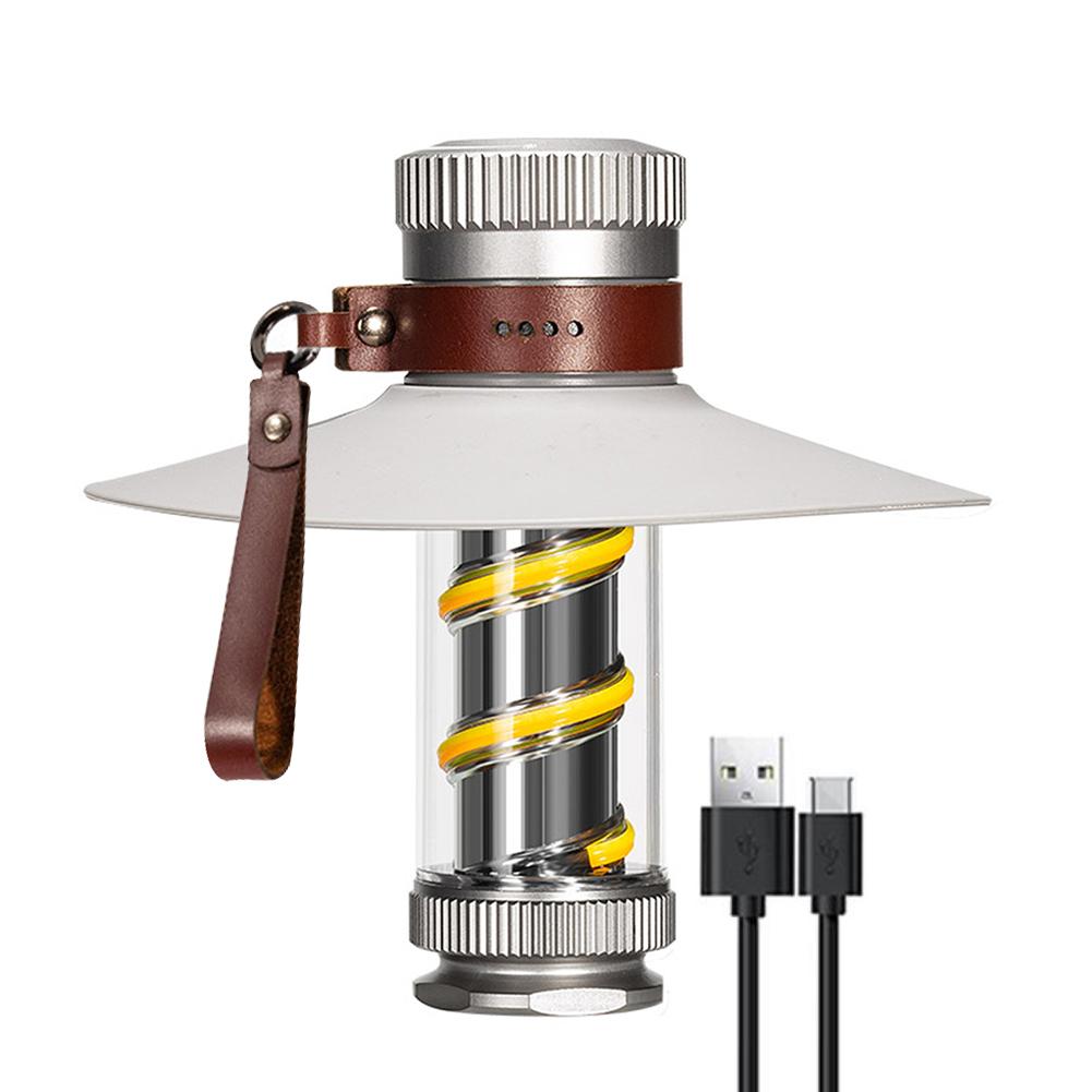 Brass Camping Flashlight 2-in-1 Outdoor Tent Light Torch Camping Light Multifunctional Emergency Lamp for Fishing Hiking