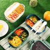 Portable Sealed Leak Proof Bento Lunch Box Double Layer Microwave Safe Kids Food Container with Cutlery Kitchen Accessories