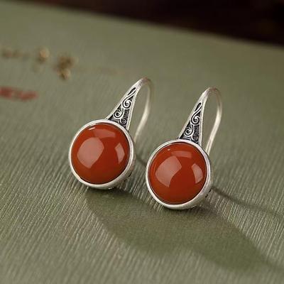 Retro Distressed Matte Women's Earrings with Hollow Auspicious Cloud Pattern