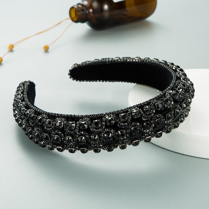Sponge Headband Fashion Beautiful Rhinestone-Encrusted Ball Hair Palace Style Accessories Velvet Fabric Ladies