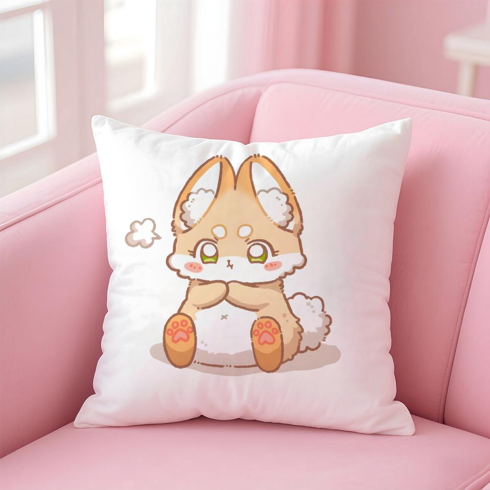Cute Cure Animal Angry Art Cushion Cover Pillowcase Short Plush Invisible Zipper Room Sofa Cushion Cover