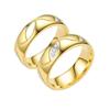 Titanium Steel Diamond-Inlaid Couple Rings, 18K Gold-Plated Fashion Design for Men and Women.