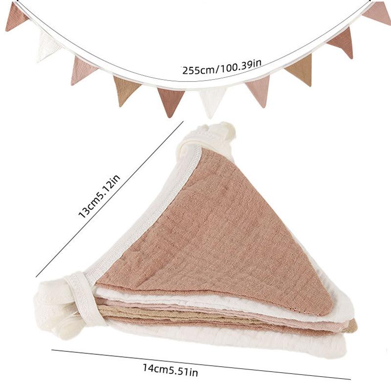 Cotton Birthday Flag Children's Room, Party Decoration Cartoon Colored Triangle Flag Flag Pulling Scene Decoration