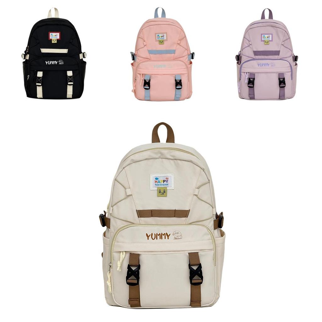 Large Capacity Yummy Letter Print Nylon Backpack For Girls And Boys With Breathable Design For School And College Use