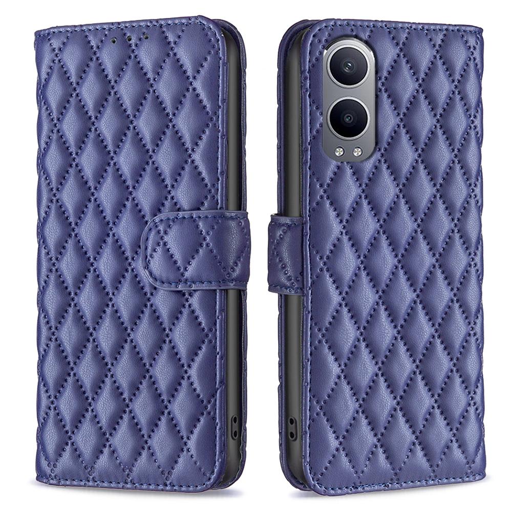 

BINFEN COLOR BF Style-14 For OnePlus Nord CE4 Lite 5G/Oppo K12x 5G (China) Leather Case Rhombus Phone Cover Blue