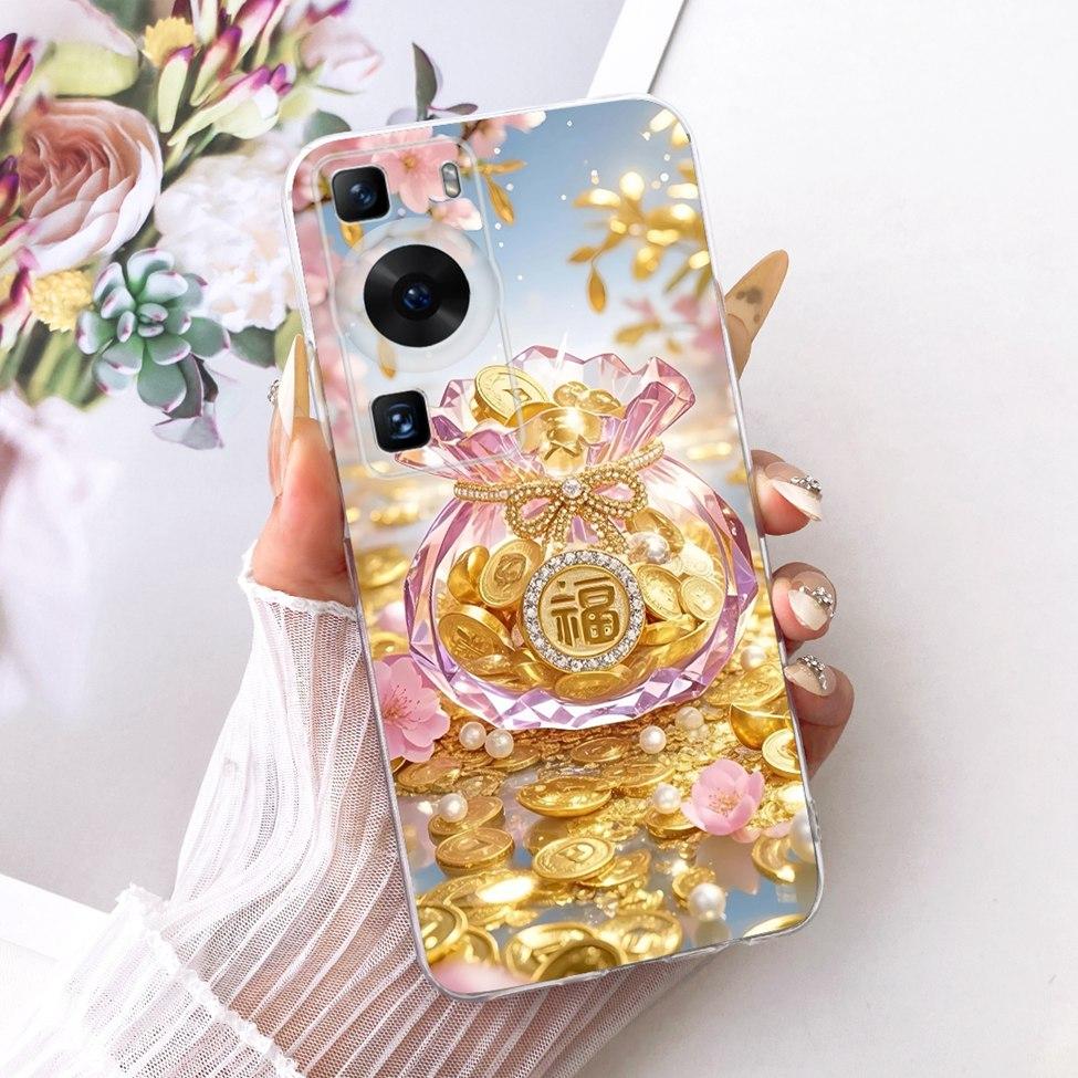 Clear For Huawei P60 Case Cute Cat Fashion Butterfly Funny Painted Casing For Huawei P60 Pro MNA-AL00 MNA-LX9 Cover