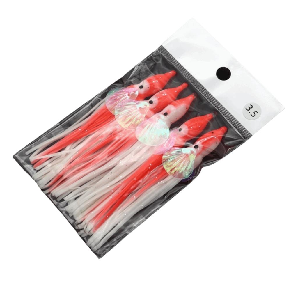 5pcs Glow-in-the-Dark Soft Rubber Octopus Skirts Soft Rubber Trolling Bait  Night Fishing