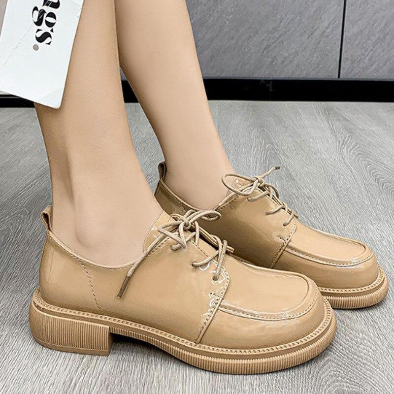 New  Black Punk Platform Women Loafers Round Toe Chunky Heel Vintage Shoes Women Slip On High Heel Women Pumps