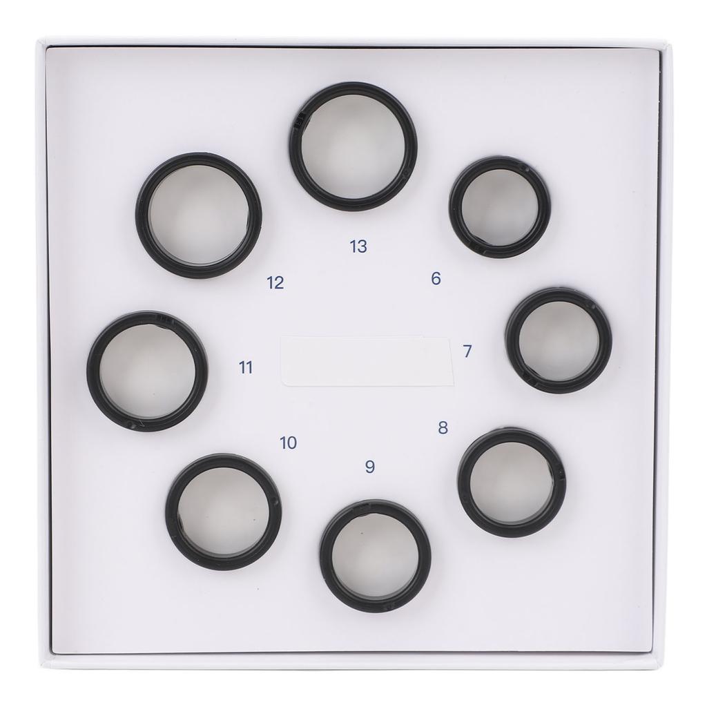 8 szt. Inteligentny Zestaw do Mierzenia Rozmiaru Pierścionka Rozmiary od 6 do 13 Plastikowy Model Pierścionka Zdrowotnego do Wyboru Najbardziej Odpowiedniego Rozmiaru